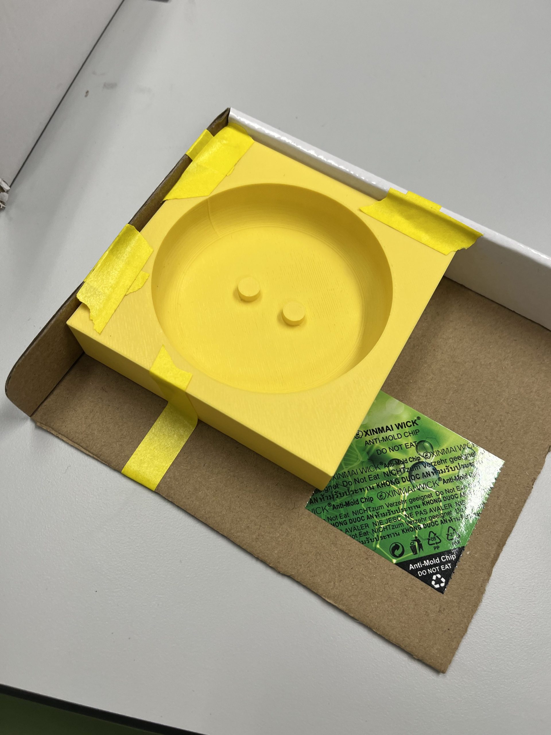 A picture of the one-part mold used to cast the base of the display.