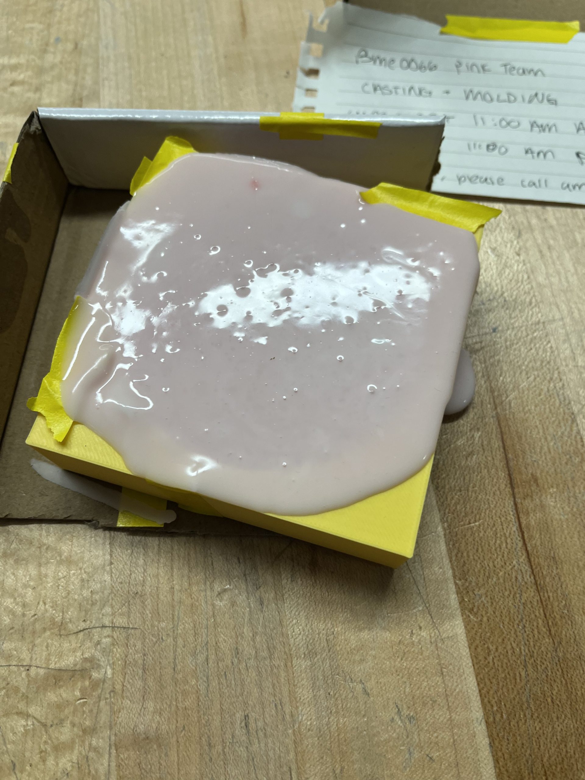 A picture of the cast of the base directly after pouring.